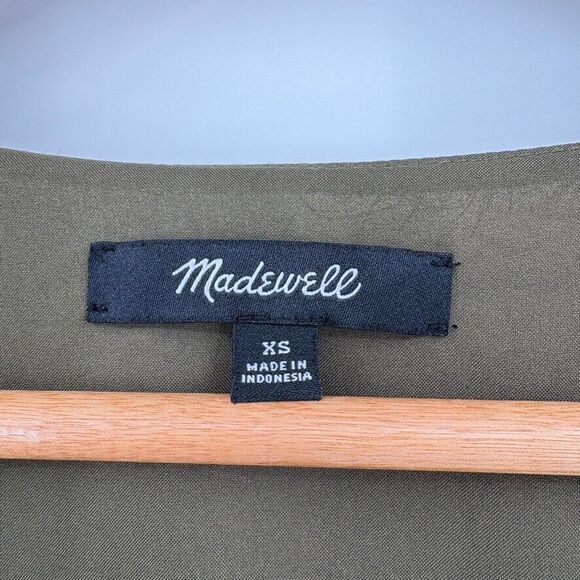 Madewell Cinch-Waist Tiered Midi Dress Sz XS Green Floral Peasant Boho - Picture 10 of 12